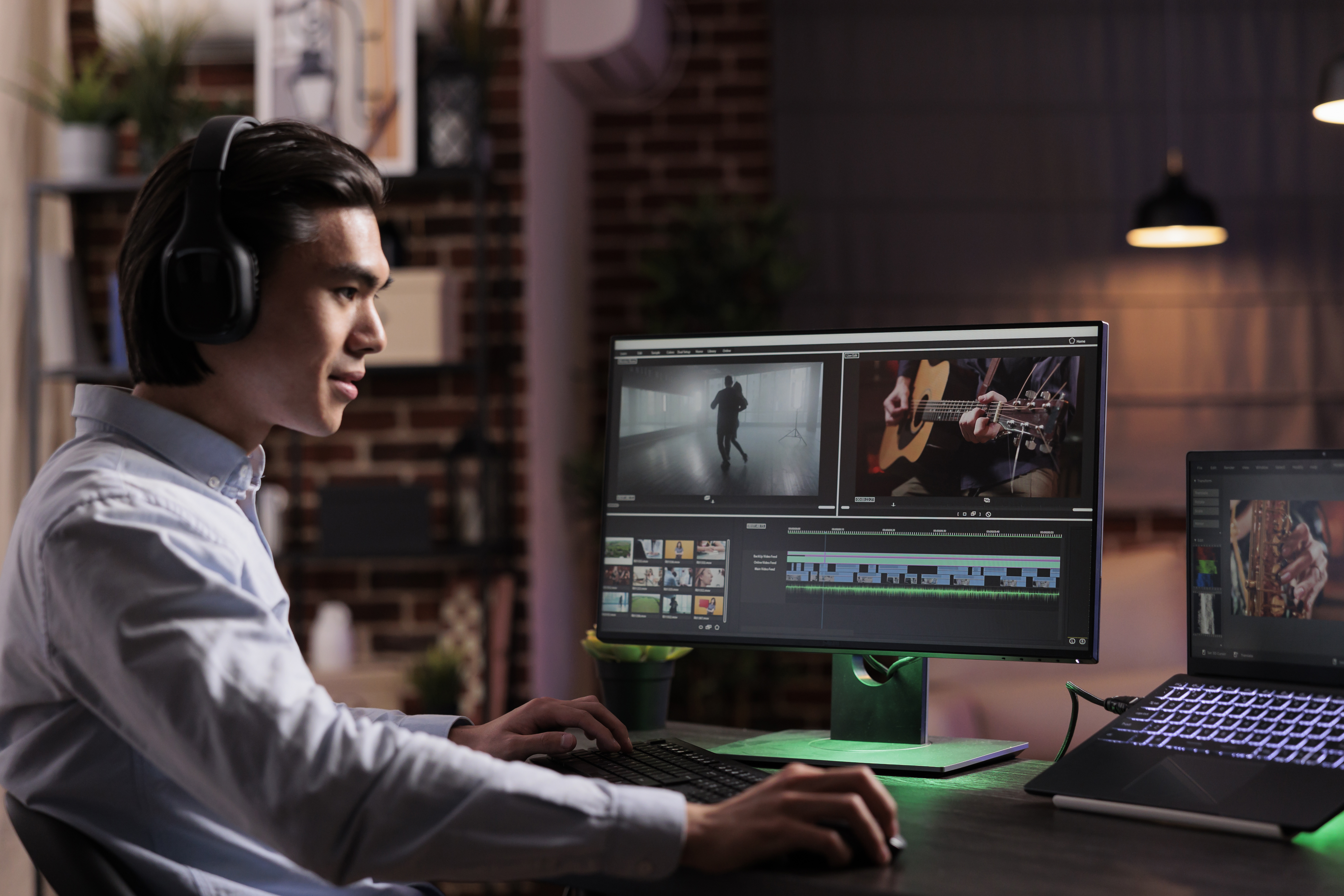 Professional filming in a studio